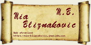 Mia Bliznaković vizit kartica